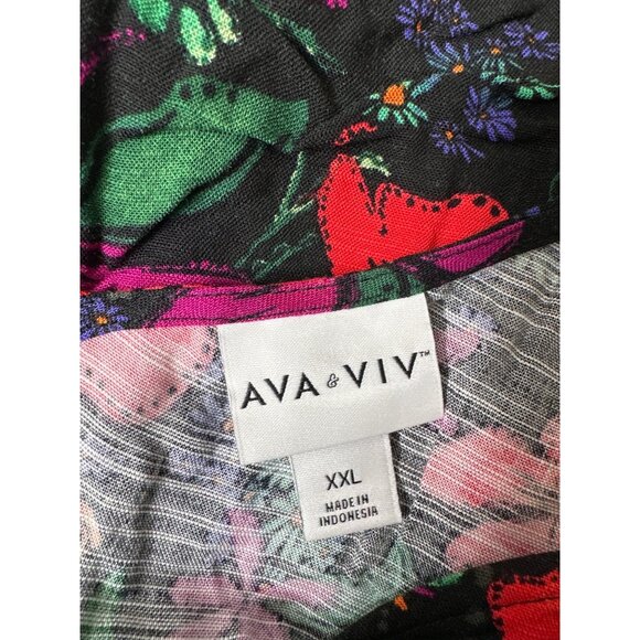 Ava & Viv Floral Print Camisole Top Women Size XXL Black Red Purple Cami - Picture 3 of 6